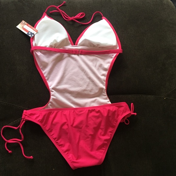 Fuchsia halter style monokini size XL NWT - Picture 2 of 4